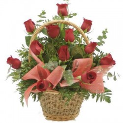 Flower basket red roses - Delivery Patras city