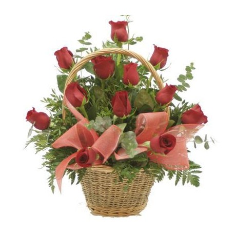 Flower basket red roses - Delivery Patras city