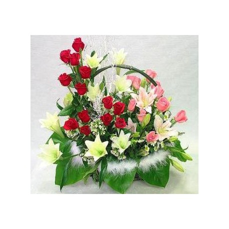 Basket lilies & Roses - Florist Patras city