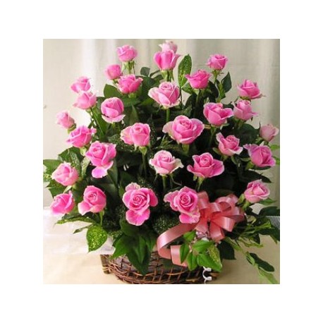 Flowerbasket pink Roses - Florist Patras city