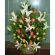 Basket lilies oriental - Roses, solitago  - Florist Patras city