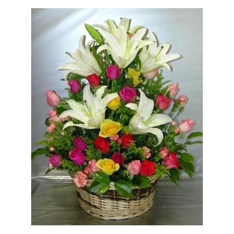 Basket lilies - Roses  - Florist Patras city