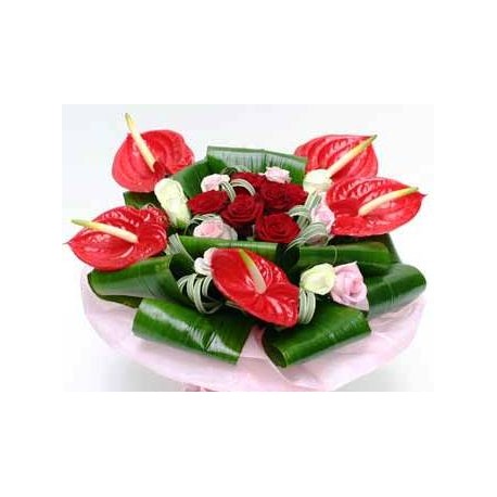 Bouquet anthurium & Roses  - Florist Patras city