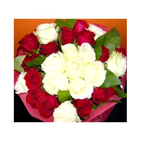 Bouquet white - red Roses  - Florist Patras city