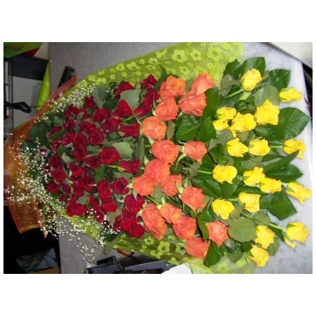 100 Mix roses bouquet - Florist Patras city