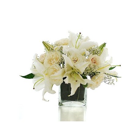 Vase wiith roses & lilies- Delivery Patras city