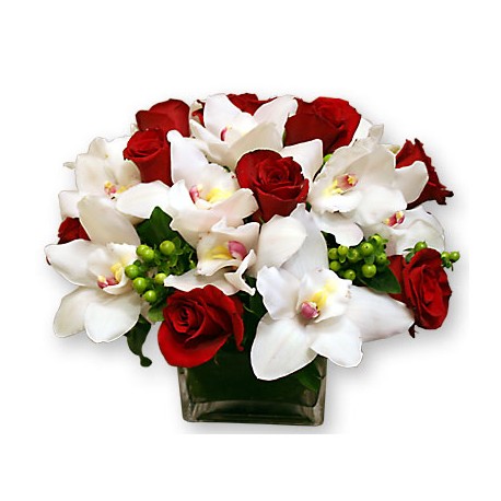 Vase with orchids & roses - Delivery Patras city