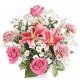 Μπουκετο με Λιλιουμ και Τριανταφυλλα σε λευκο ροζ