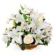 White flowers in flowe basket