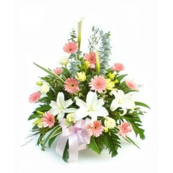 Flower basket white & pink